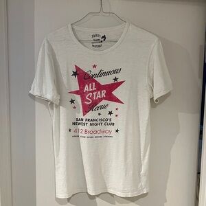 Vintage 55 Cream Mens T-Shirt with Black Graphics. 
Size Large.